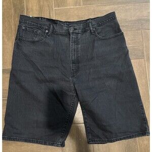 Levis 569 Jean Shorts Mens 40 Black Denim Loose Straight Fit Red Tab Jorts